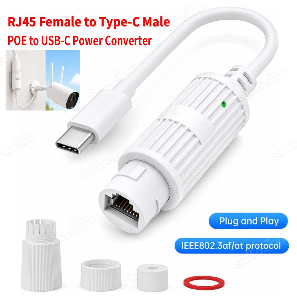 Outdoor Power Adapter Usb - Convertitore di Alimentazione POE a USB-C,