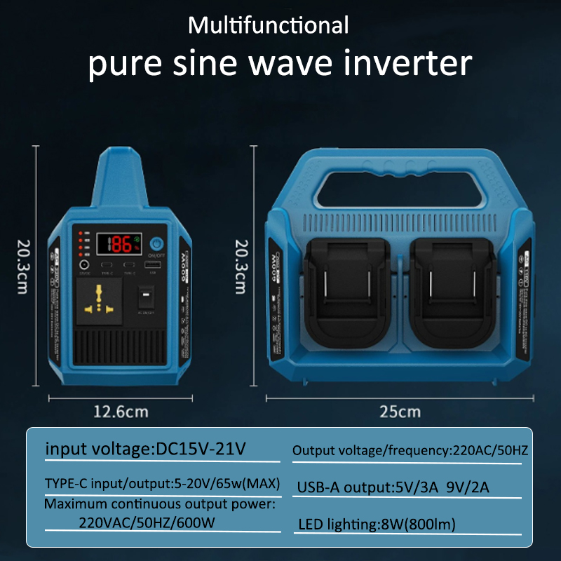 Outdoor Power Adapter Usb - Inverter con Batteria al Litio 600W,