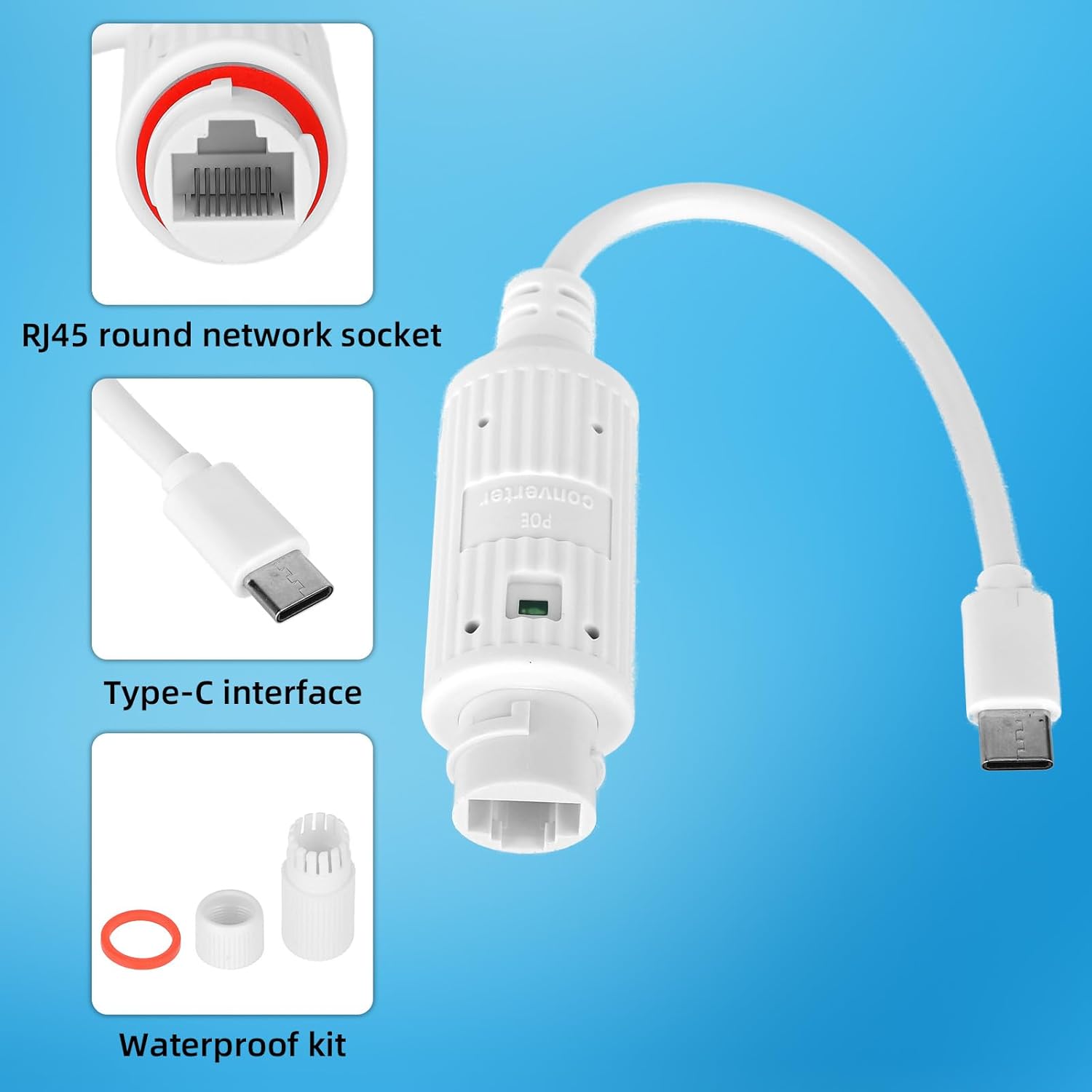 Outdoor Power Adapter Usb - Convertitore di Alimentazione POE a USB-C,