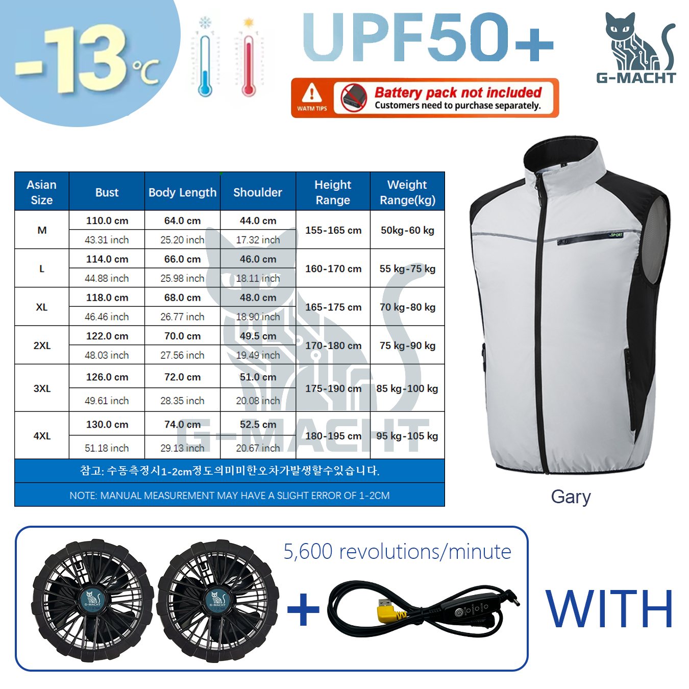 Outdoor Power Not Working - Gilet con Ventilatore USB per il