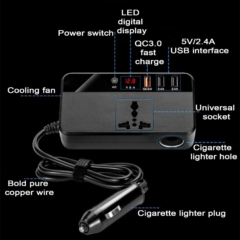 Inverter per Auto Portatile da - Outdoor Power Adapter Usb recensione e prezzo