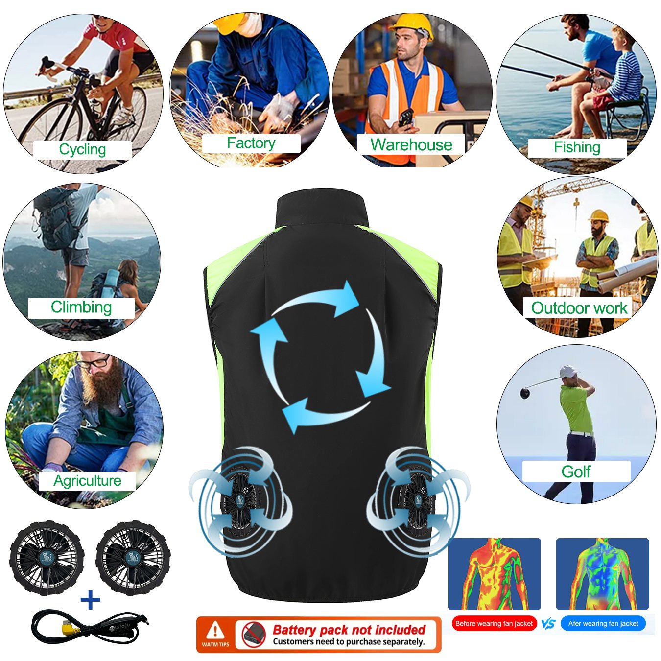 Gilet con Ventilatore USB per  - Outdoor Power Not Working recensione e prezzo